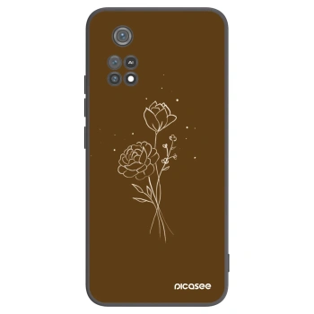 Picasee silikónový čierny obal pre Xiaomi Poco M4 Pro - Brown flowers