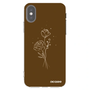 Picasee silikónový prehľadný obal pre Apple iPhone X/XS - Brown flowers