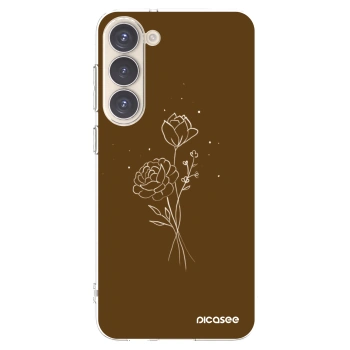 Picasee silikónový prehľadný obal pre Samsung Galaxy S23+ 5G - Brown flowers