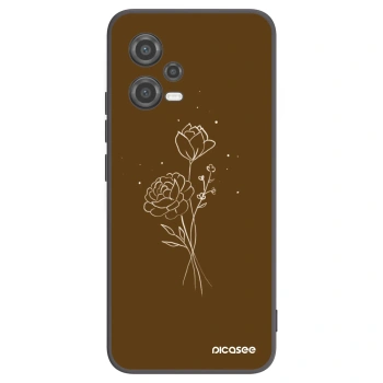 Picasee silikónový čierny obal pre Xiaomi Poco X5 - Brown flowers
