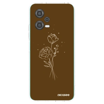 Picasee silikónový prehľadný obal pre Xiaomi Poco X5 - Brown flowers