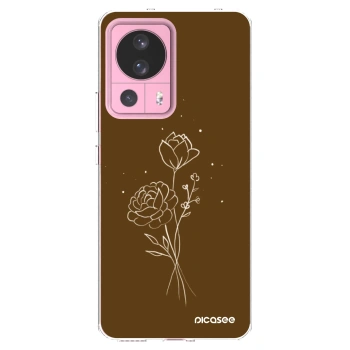 Picasee silikónový prehľadný obal pre Xiaomi 13 Lite - Brown flowers