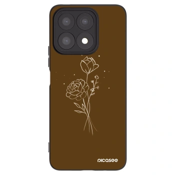 Picasee silikónový čierny obal pre Honor X8a - Brown flowers
