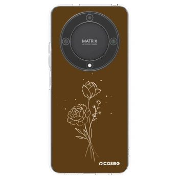 Picasee silikónový prehľadný obal pre Honor Magic5 Lite 5G - Brown flowers