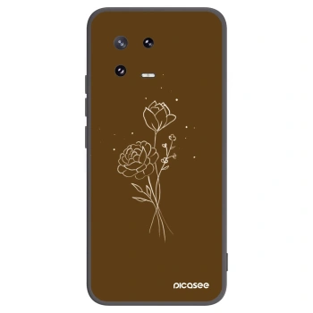 Picasee silikónový čierny obal pre Xiaomi 13 Pro - Brown flowers