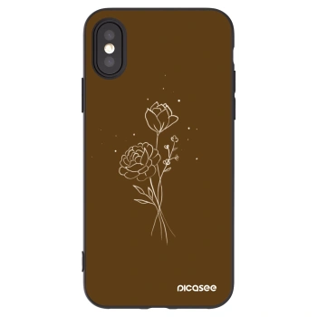 Picasee silikónový čierny obal pre Apple iPhone X/XS - Brown flowers
