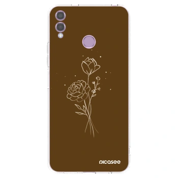 Picasee silikónový prehľadný obal pre Honor 8X - Brown flowers