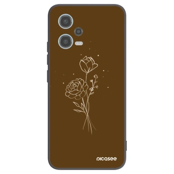 Picasee silikónový čierny obal pre Xiaomi Redmi Note 12 5G - Brown flowers