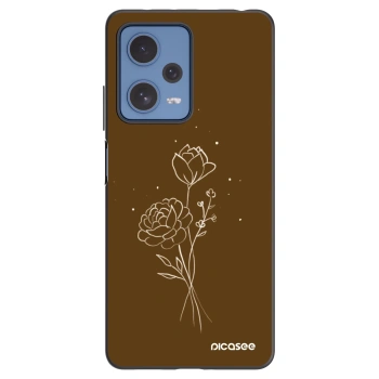 Picasee silikónový čierny obal pre Xiaomi Redmi Note 12 Pro 5G - Brown flowers