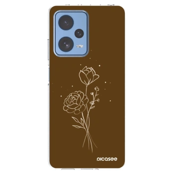 Picasee silikónový prehľadný obal pre Xiaomi Redmi Note 12 Pro 5G - Brown flowers