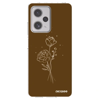 Picasee silikónový prehľadný obal pre Xiaomi Redmi Note 12 Pro+ 5G - Brown flowers