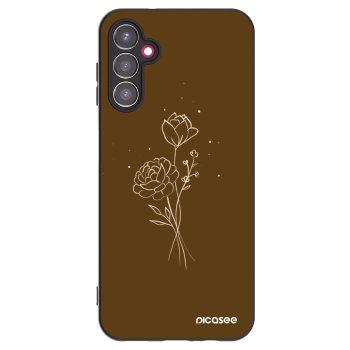 Picasee silikónový čierny obal pre Samsung Galaxy A14 4G A145R - Brown flowers