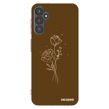 Picasee silikónový prehľadný obal pre Samsung Galaxy A14 4G A145R - Brown flowers