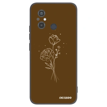 Picasee silikónový čierny obal pre Xiaomi Redmi 12C - Brown flowers