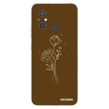 Picasee silikónový prehľadný obal pre Xiaomi Redmi 12C - Brown flowers