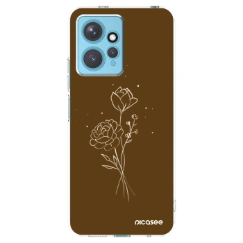 Picasee silikónový prehľadný obal pre Xiaomi Redmi Note 12 4G - Brown flowers