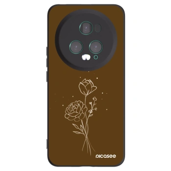 Picasee silikónový čierny obal pre Honor Magic5 Pro - Brown flowers