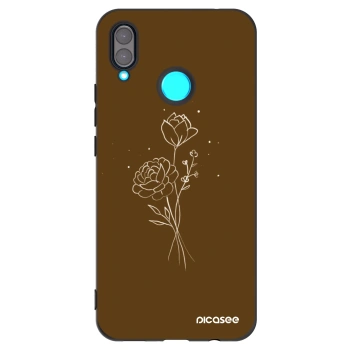 Picasee silikónový čierny obal pre Huawei Nova 3 - Brown flowers