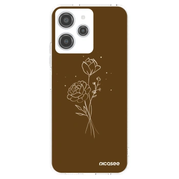 Picasee silikónový prehľadný obal pre Xiaomi Redmi 12 4G - Brown flowers