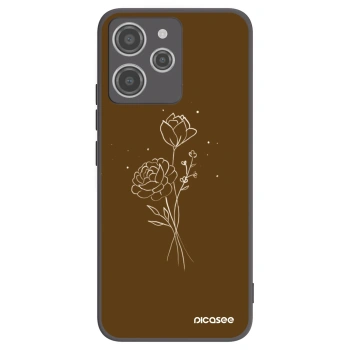 Picasee silikónový čierny obal pre Xiaomi Redmi 12 4G - Brown flowers