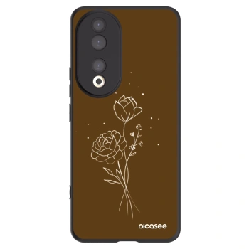 Picasee silikónový čierny obal pre Honor 90 5G - Brown flowers