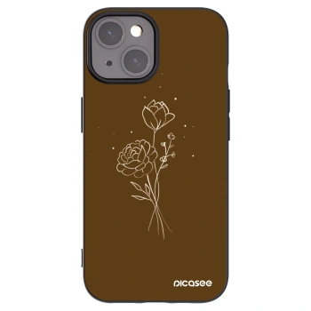 Picasee silikónový čierny obal pre Apple iPhone 15 - Brown flowers