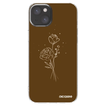 Picasee silikónový prehľadný obal pre Apple iPhone 15 Plus - Brown flowers