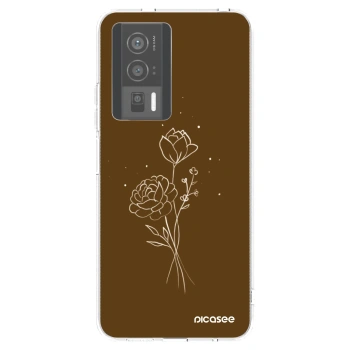 Picasee silikónový prehľadný obal pre Xiaomi Poco F5 Pro 5G - Brown flowers