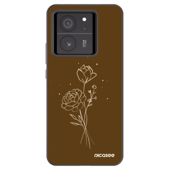 Picasee silikónový čierny obal pre Xiaomi 13T - Brown flowers