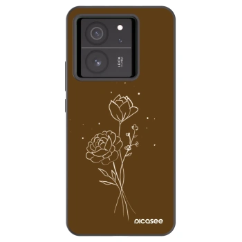 Picasee silikónový čierny obal pre Xiaomi 13T Pro - Brown flowers