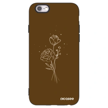 Picasee silikónový čierny obal pre Apple iPhone 6/6S - Brown flowers