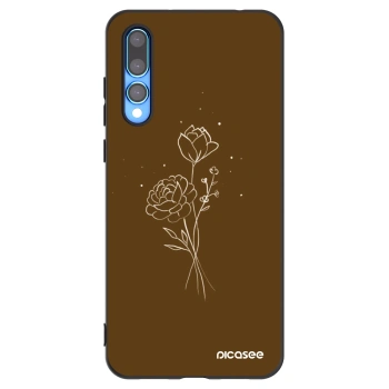 Picasee silikónový čierny obal pre Huawei P20 Pro - Brown flowers