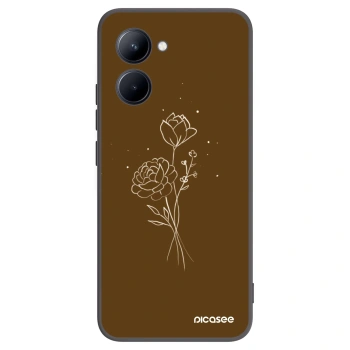 Picasee silikónový čierny obal pre Realme C33 (2023) - Brown flowers