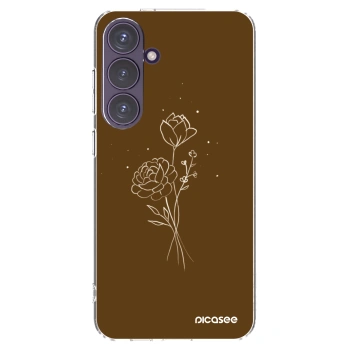 Picasee silikónový prehľadný obal pre Samsung Galaxy S24+ S926B 5G - Brown flowers