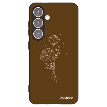 Picasee silikónový čierny obal pre Samsung Galaxy S24 S921B 5G - Brown flowers