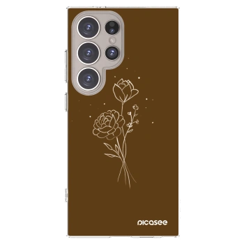 Picasee silikónový prehľadný obal pre Samsung Galaxy S24 Ultra S928B 5G - Brown flowers