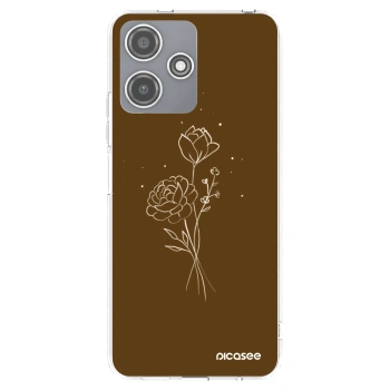 Picasee silikónový prehľadný obal pre Xiaomi Redmi 12 5G - Brown flowers