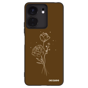 Picasee silikónový čierny obal pre Xiaomi Redmi 13C 4G - Brown flowers