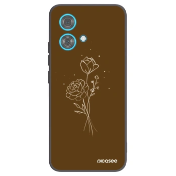Picasee silikónový čierny obal pre Motorola Edge 40 Neo - Brown flowers