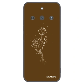 Picasee silikónový čierny obal pre Realme 11 Pro+ - Brown flowers
