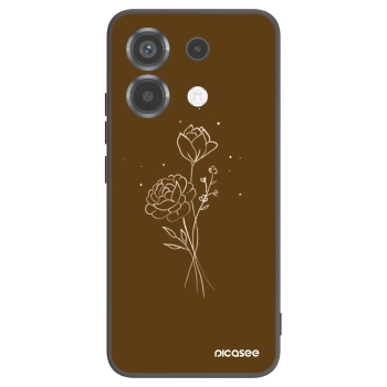 Picasee silikónový čierny obal pre Xiaomi Poco X6 - Brown flowers