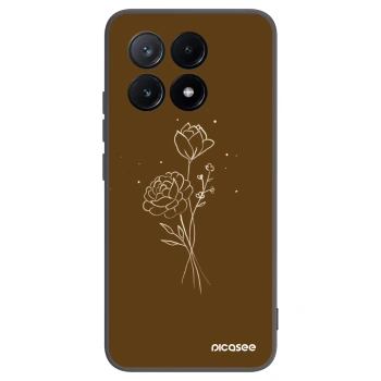 Picasee silikónový čierny obal pre Xiaomi Poco X6 Pro - Brown flowers