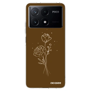 Picasee silikónový prehľadný obal pre Xiaomi Poco X6 Pro - Brown flowers