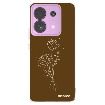 Picasee silikónový prehľadný obal pre Xiaomi Redmi Note 13 Pro 5G - Brown flowers