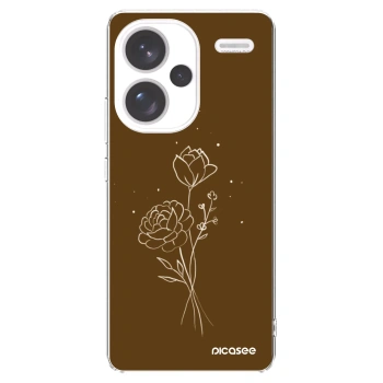 Picasee silikónový prehľadný obal pre Xiaomi Redmi Note 13 Pro+ 5G - Brown flowers