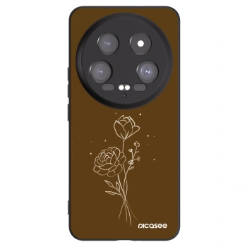 Picasee silikónový čierny obal pre Xiaomi 14 Ultra - Brown flowers