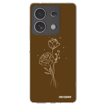 Picasee silikónový prehľadný obal pre Xiaomi Redmi Note 13 4G - Brown flowers