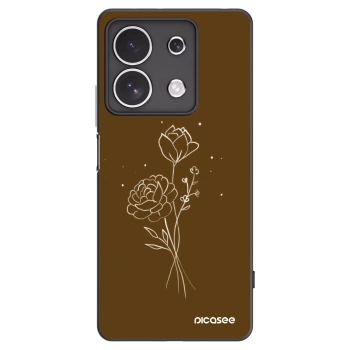 Picasee silikónový čierny obal pre Xiaomi Redmi Note 13 4G - Brown flowers