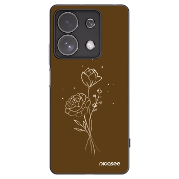 Picasee silikónový čierny obal pre Xiaomi Redmi Note 13 Pro 4G - Brown flowers