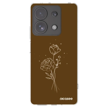 Picasee silikónový prehľadný obal pre Xiaomi Redmi Note 13 Pro 4G - Brown flowers